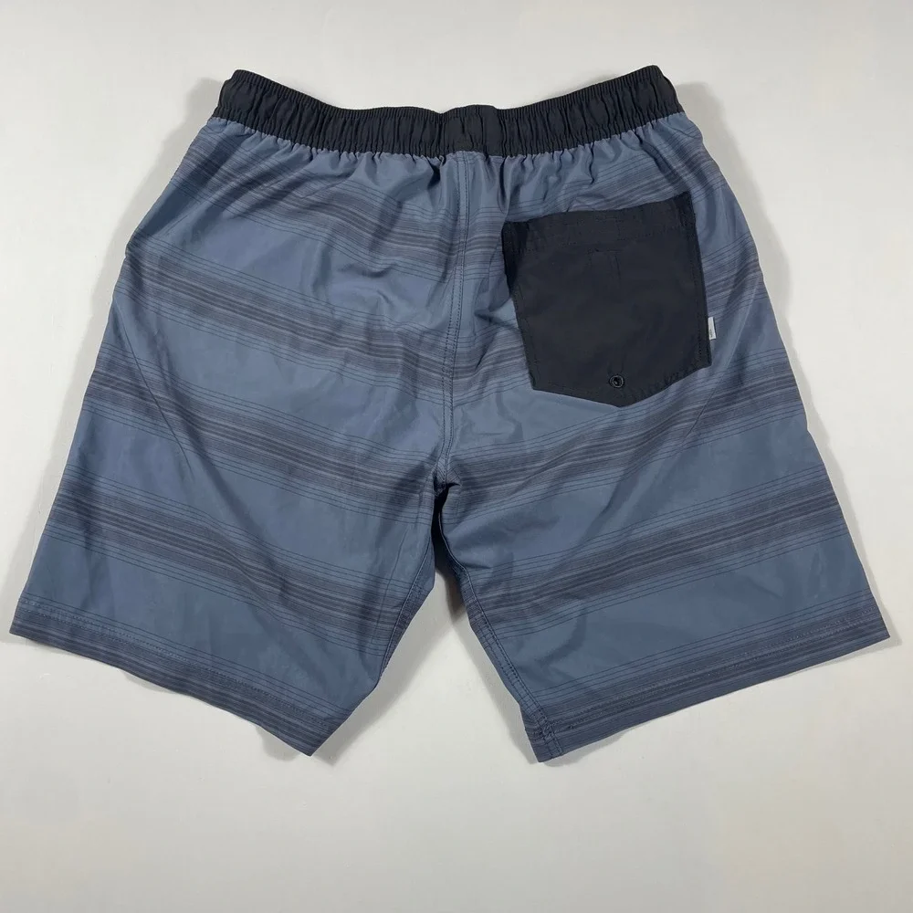 Vuori Board Shorts Mens Medium Striped Elastic‎ Waist Blue Grey